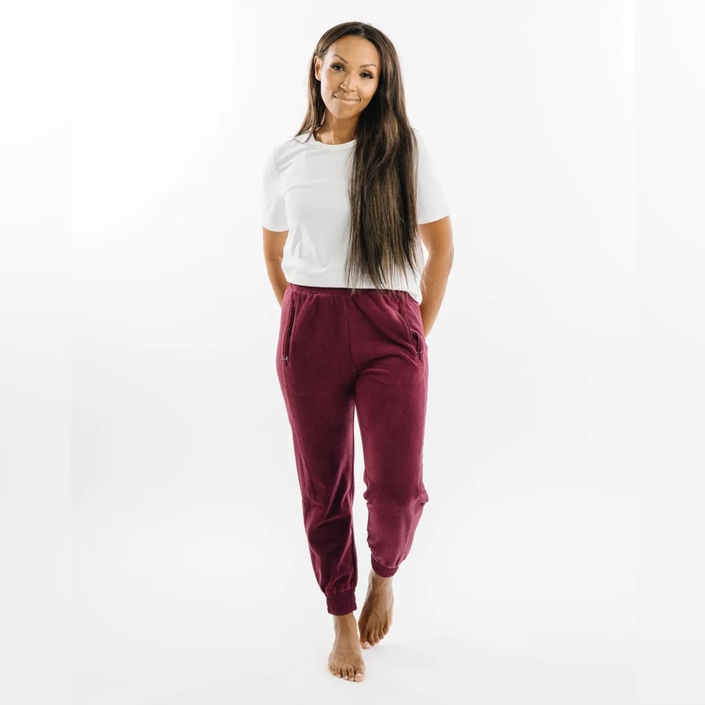 Zyia Maroon Fleece Active Joggers